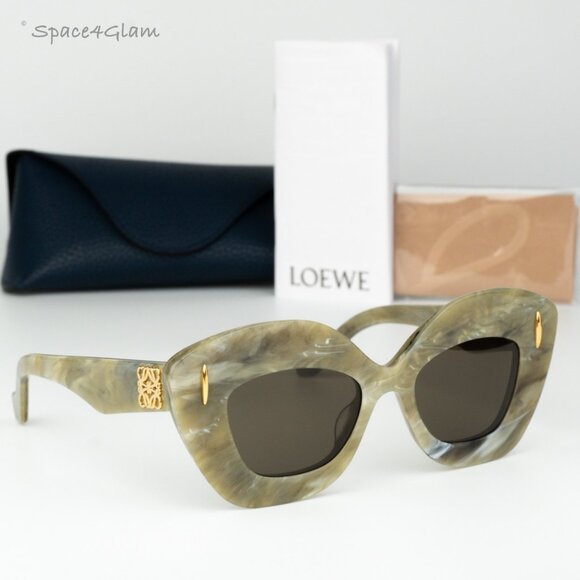 Loewe Women Sunglasses Green Brown Cat Eye LW40127I ANAGRAM 60E NEW AUTHENTIC - Picture 1 of 8